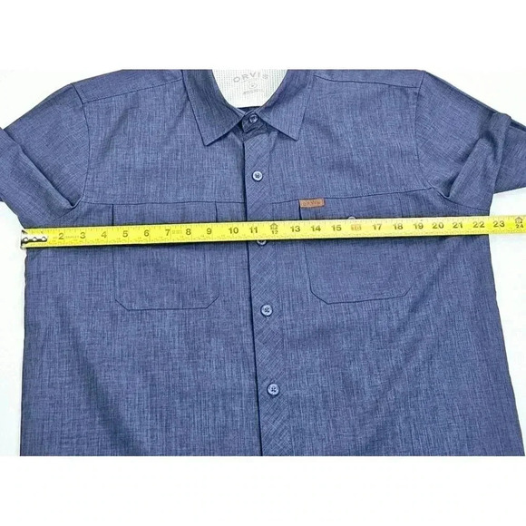 Orvis Size Medium Men's Charcoal Blue Pocket Logo Short Sleeve Polyester Shirt - Picture 3 of 12